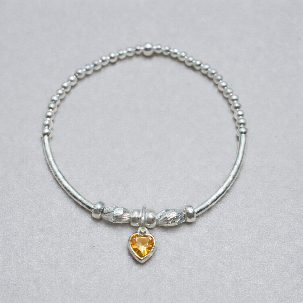 Swarovski Crystal Topaz Charm Bracelet – November