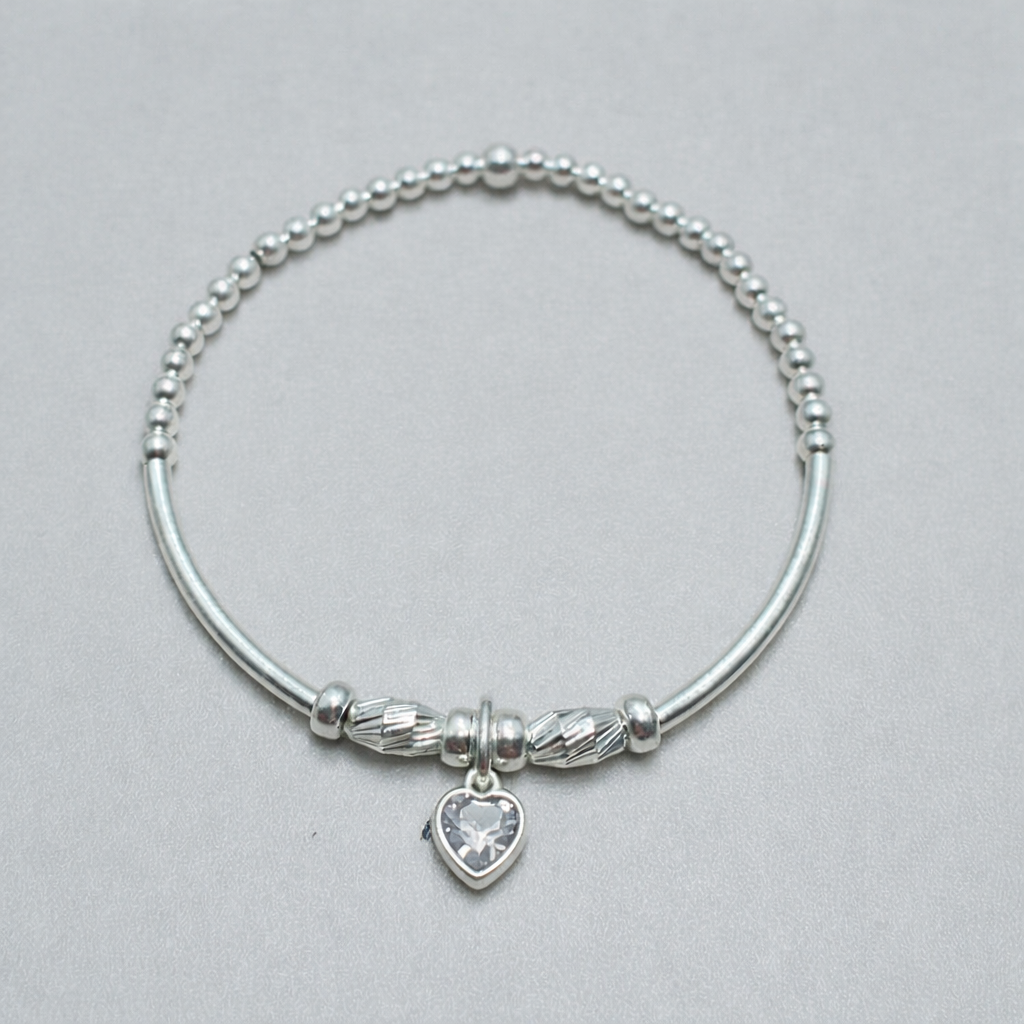 Swarovski Crystal Clear Charm Bracelet – April