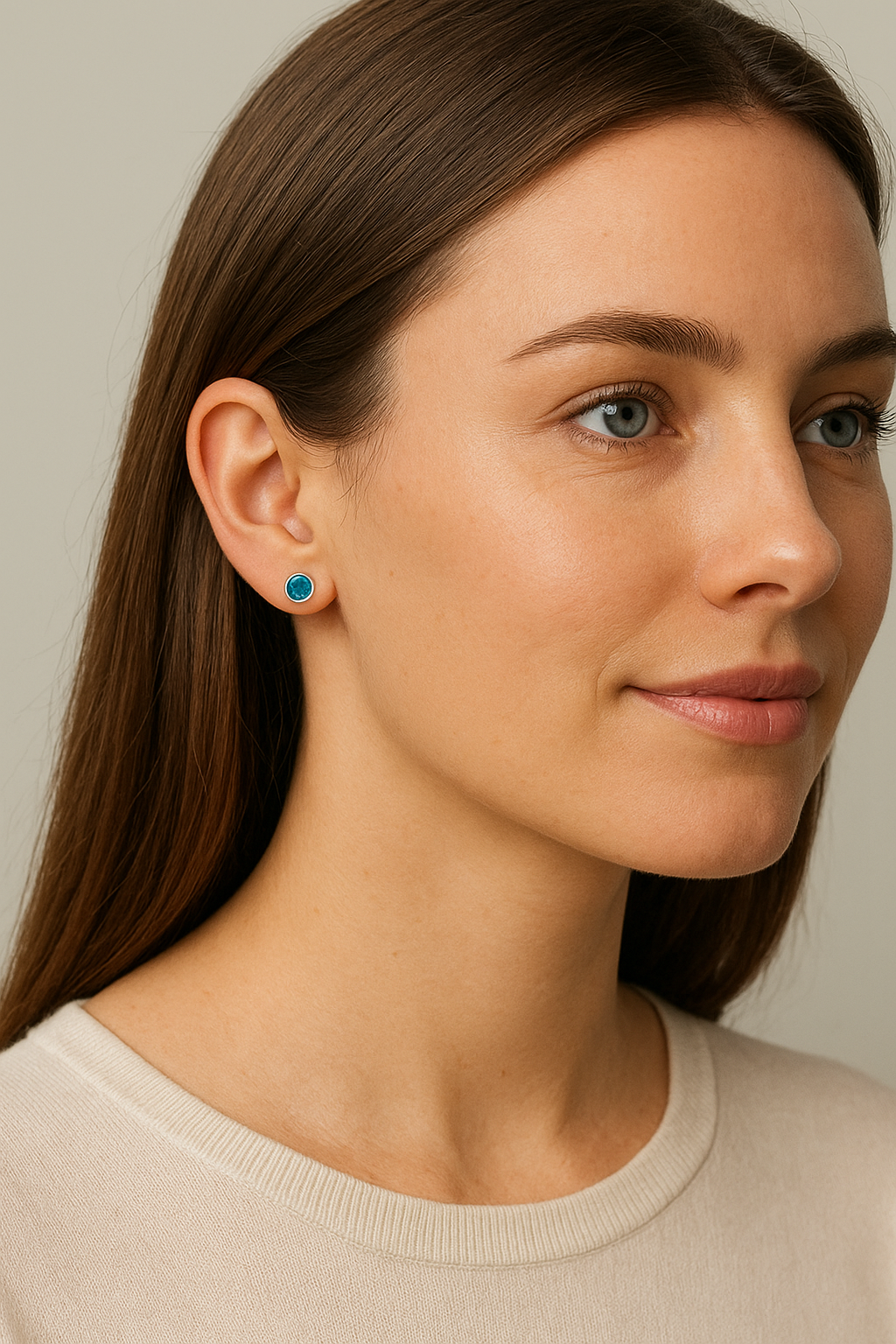 Birthstone 925 Sterling Silver Stud Earrings with Swarovski crystals