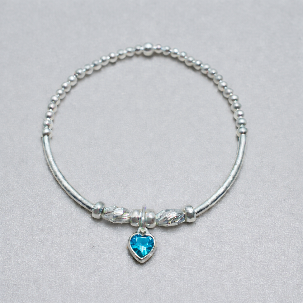 Swarovski Crystal Blue Zircon Charm Bracelet – December