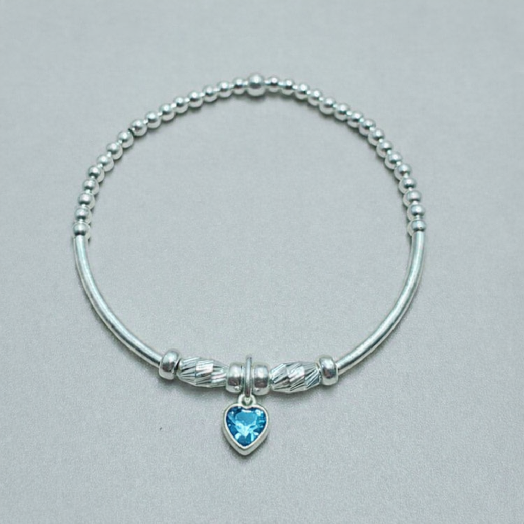 Swarovski Crystal Aquamarine Charm Bracelet – March