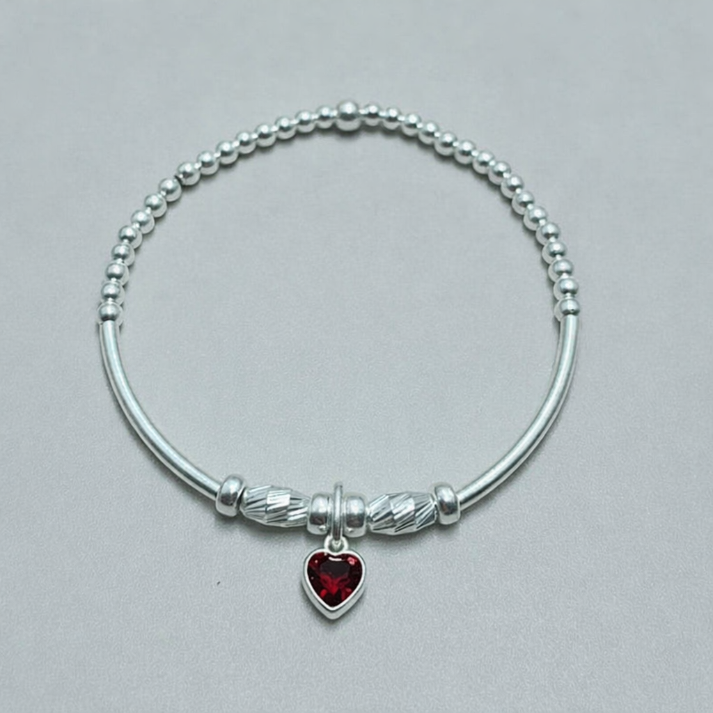 Swarovski Crystal Garnet Charm Bracelet – January