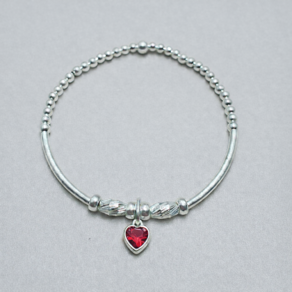 Swarovski Crystal Ruby Charm Bracelet – July