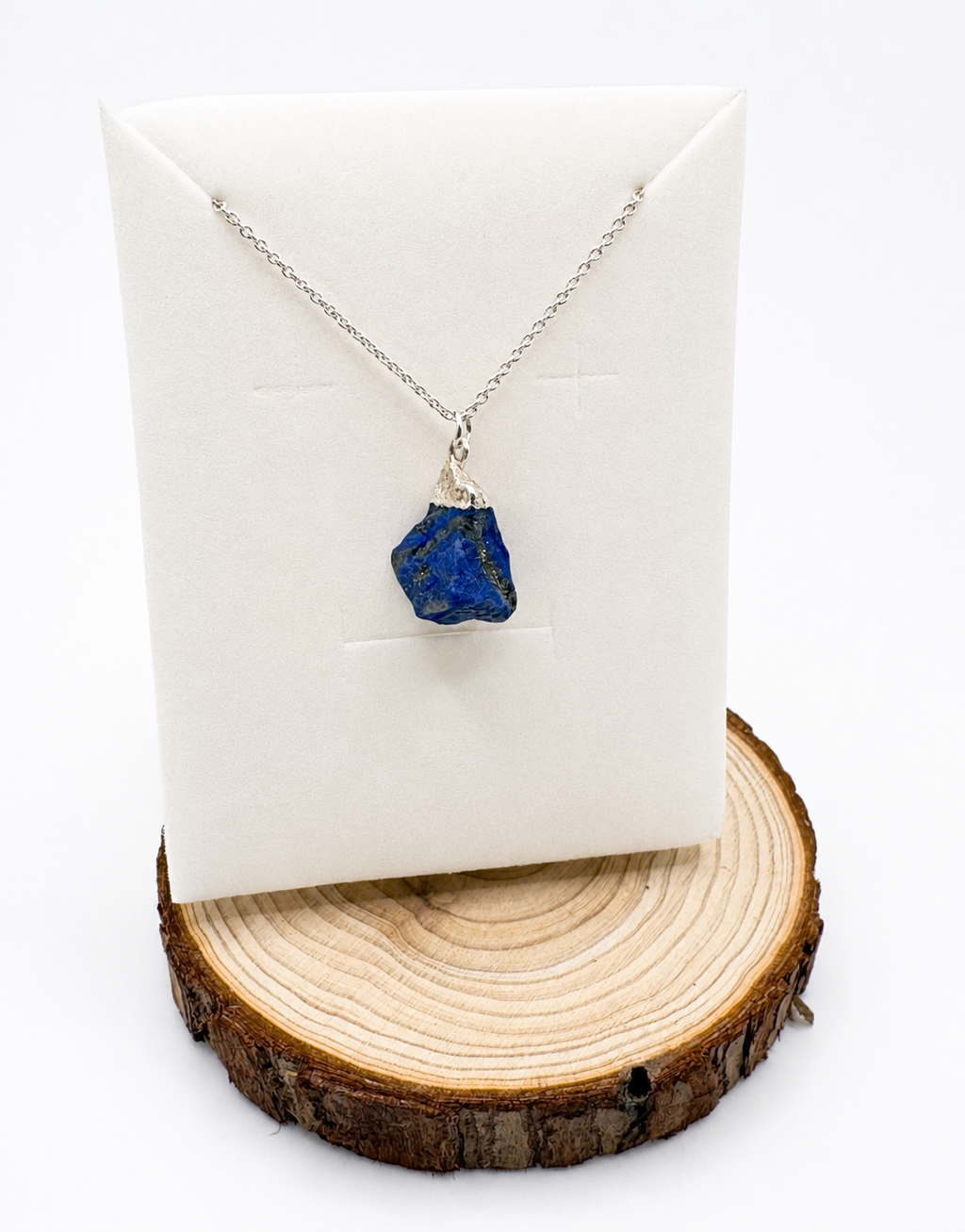 Raw Lapis Lazuli Pendent Necklace - 925 sterling Silver Chain