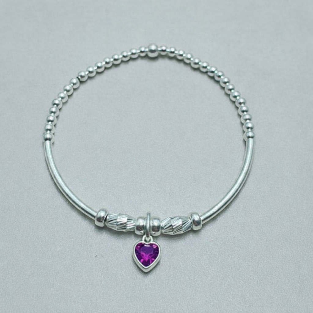 Swarovski Crystal Amethyst Charm Bracelet – February