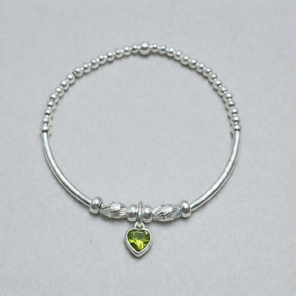 Swarovski Crystal Peridot Charm Bracelet – August