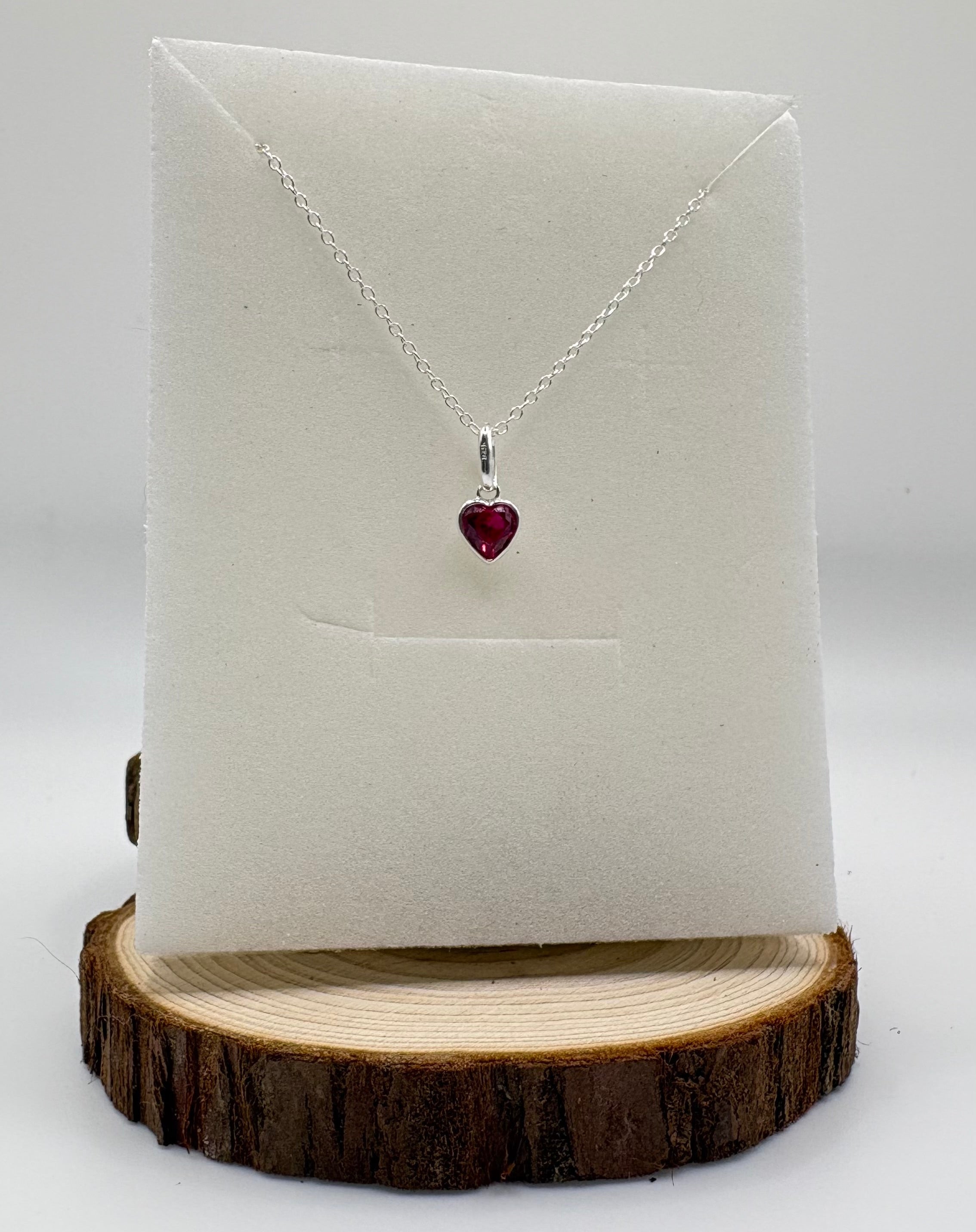 LYRA Ruby Birthstone Necklace with Swarovski Crystal Charm | 925 Sterling Silver