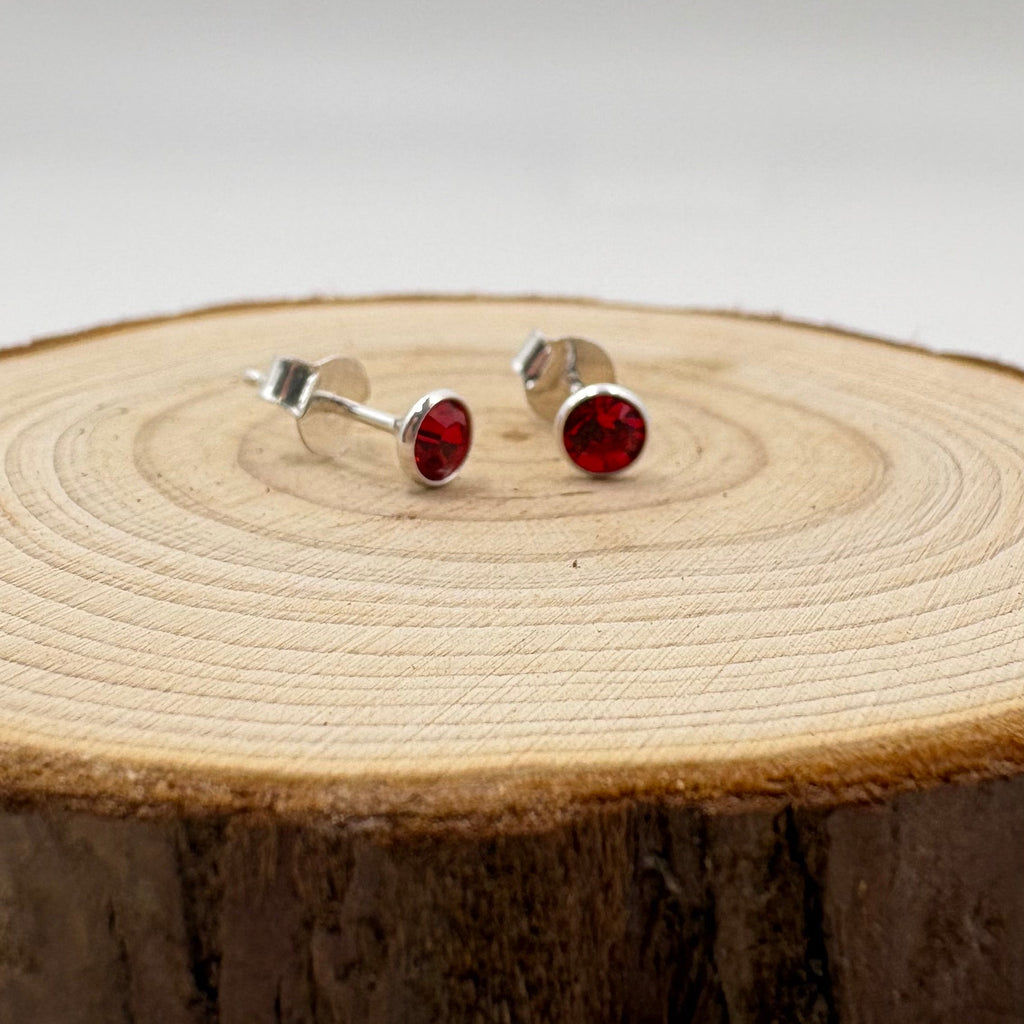LYRA Ruby (July) Birthstone Swarovski® crystal Stud Earrings | 925 Sterling Silver