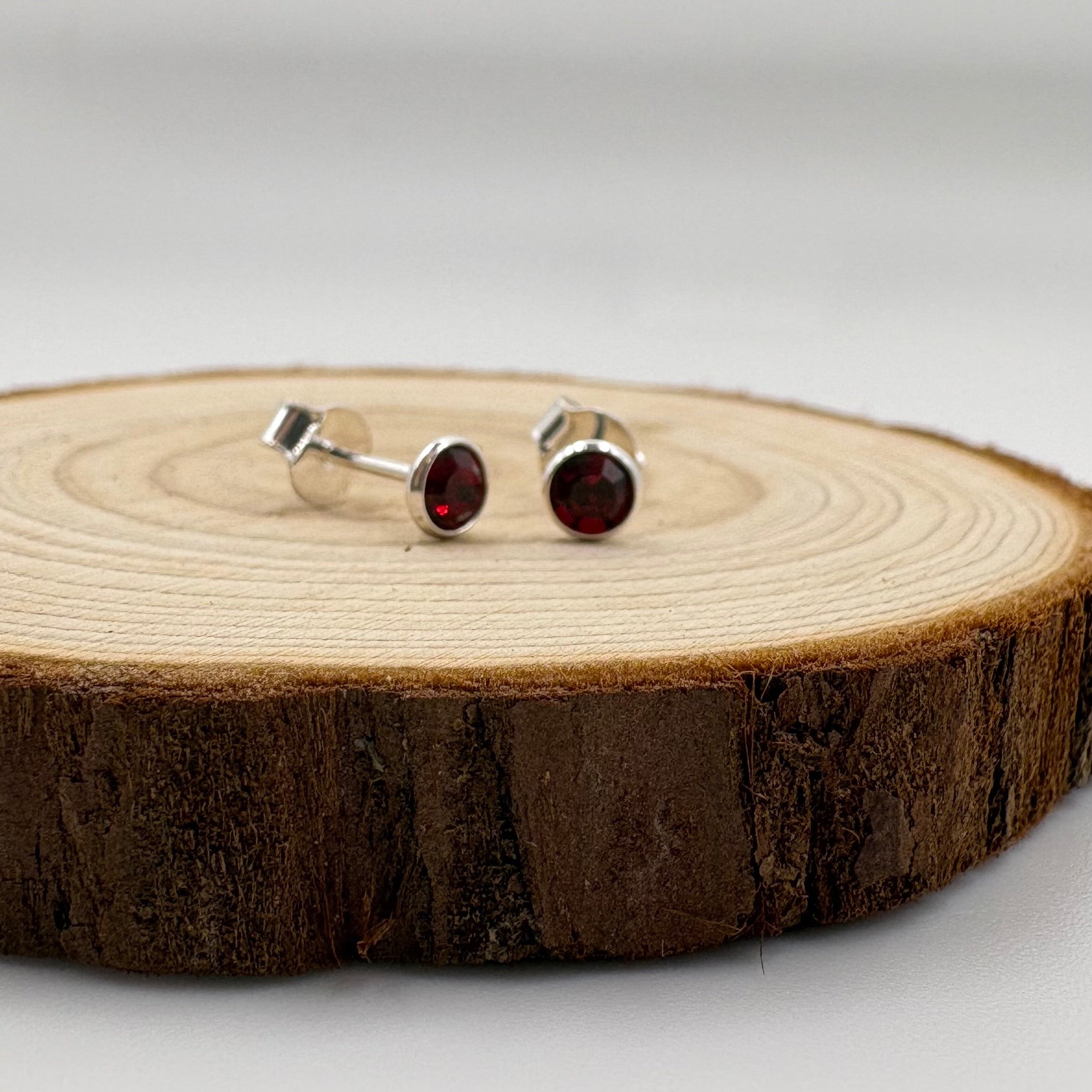LYRA Garnet (January) Birthstone Swarovski® crystal Stud Earrings | 925 Sterling Silver