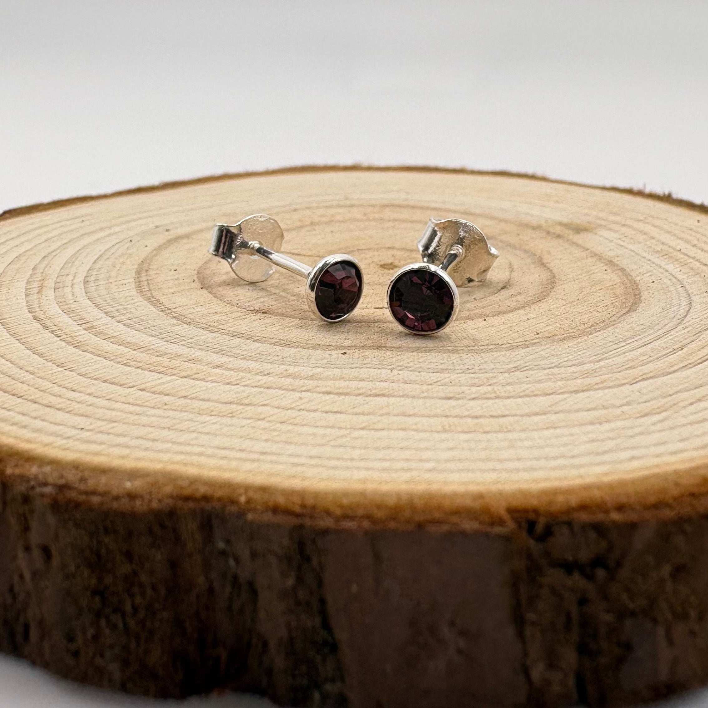 LYRA Amethyst (February) Birthstone Swarovski® crystal Stud Earrings | 925 Sterling Silver