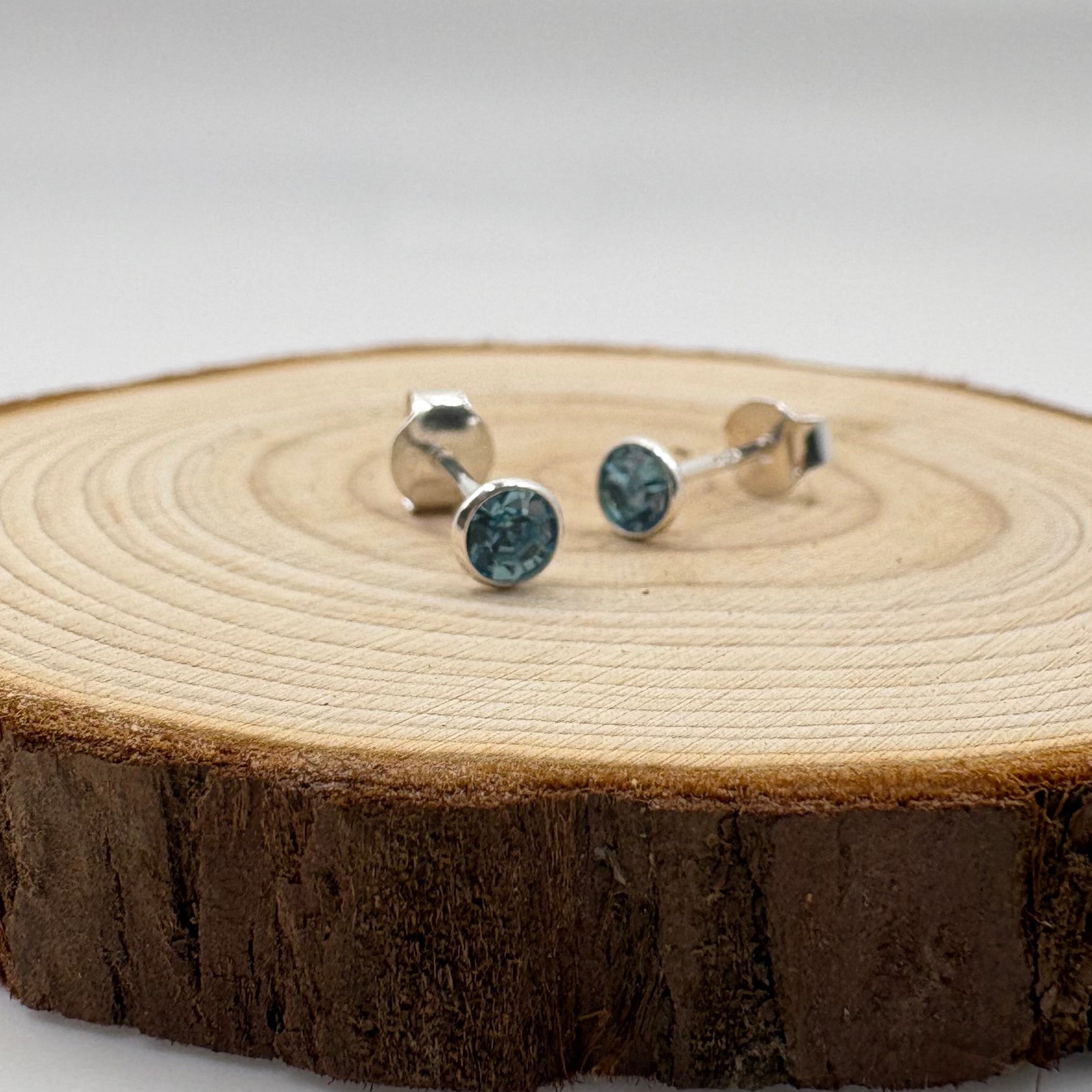 LYRA Aquamarine (March) Birthstone Swarovski® crystal Stud Earrings | 925 Sterling Silver