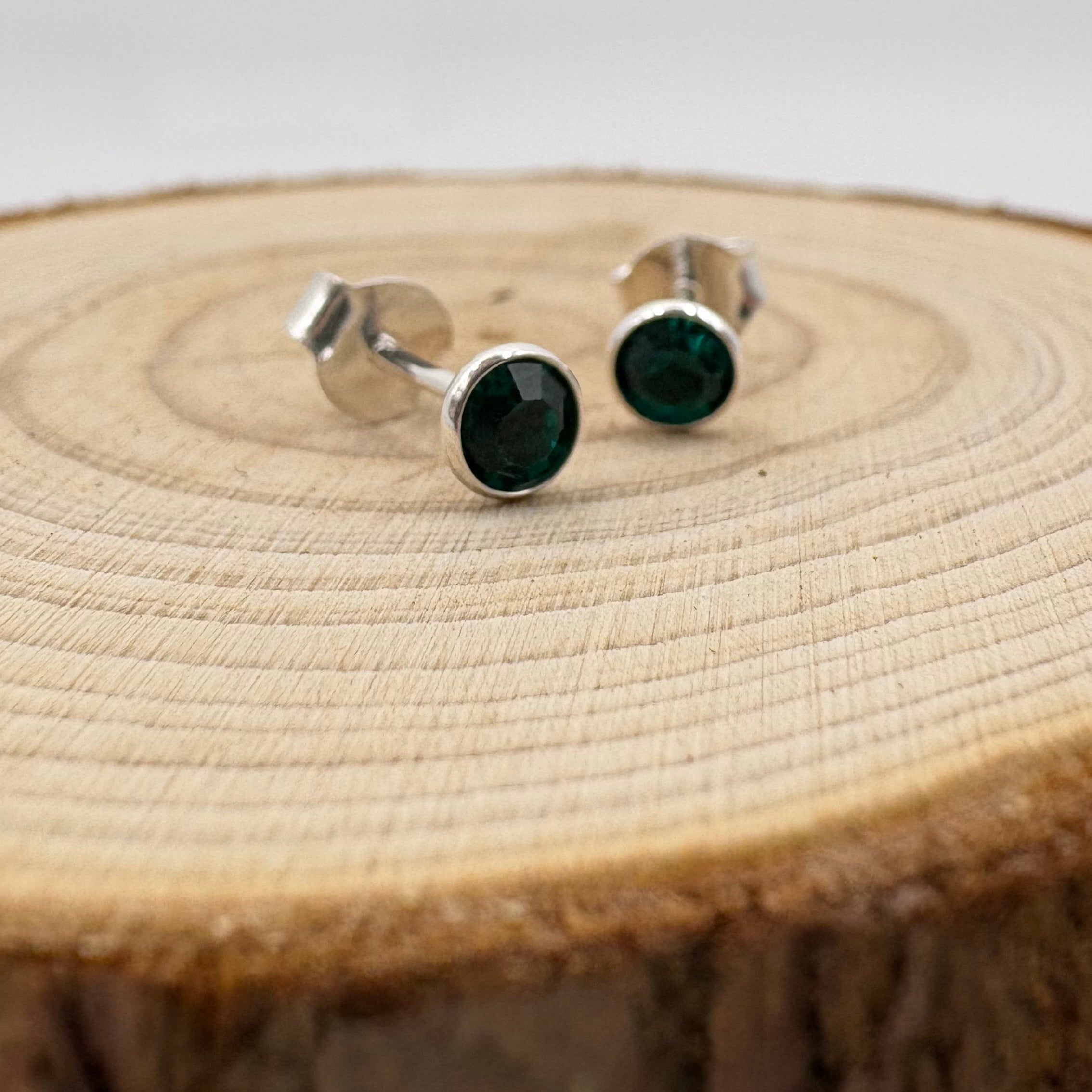 LYRA Emerald (May) Birthstone Swarovski® crystal Stud Earrings | 925 Sterling Silver