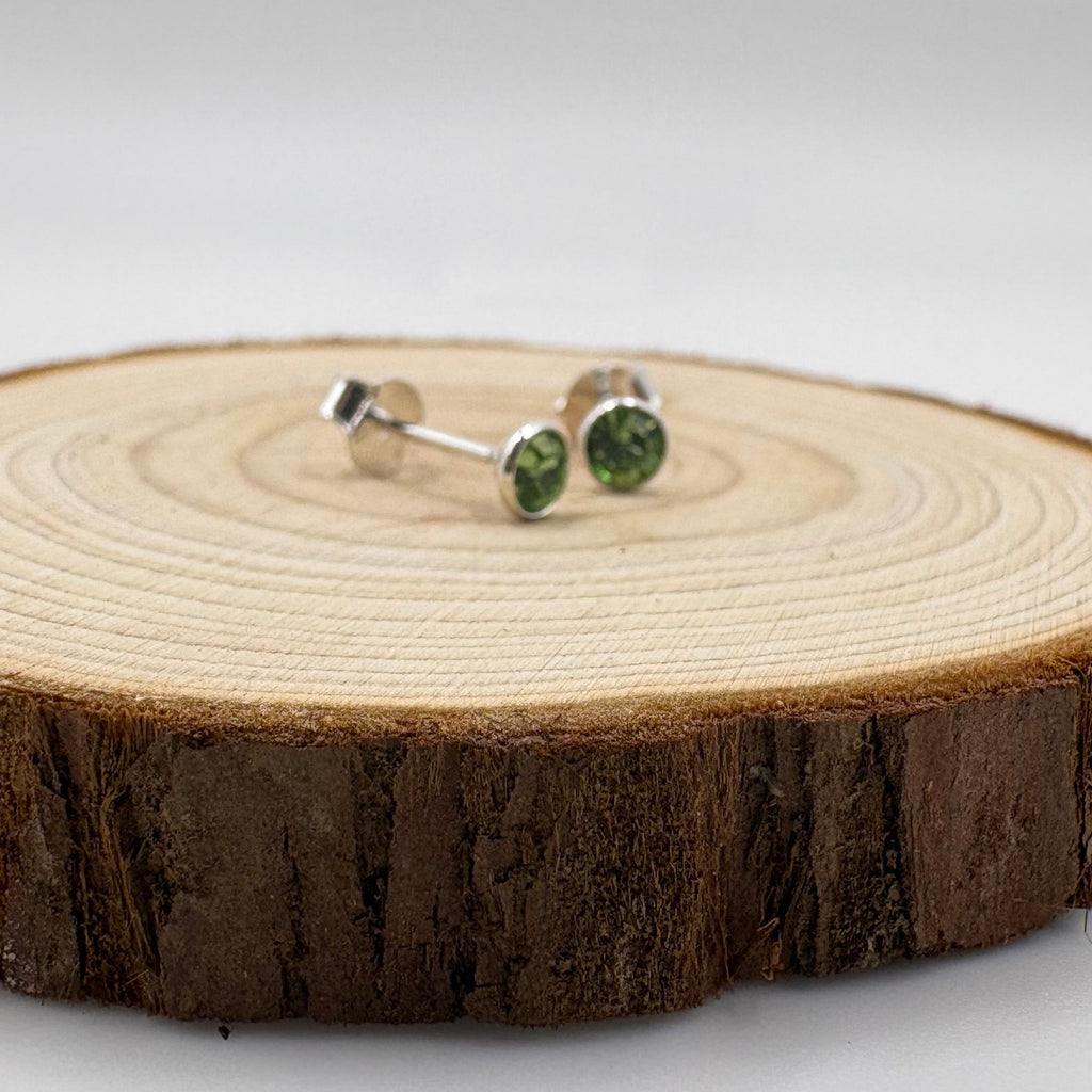 LYRA Peridot (August) Birthstone Swarovski® crystal Stud Earrings | 925 Sterling Silver