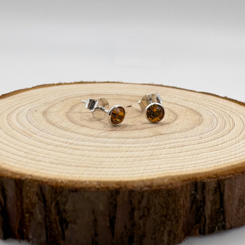 LYRA Topaz (November) Birthstone Swarovski® crystal Stud Earrings | 925 Sterling Silver