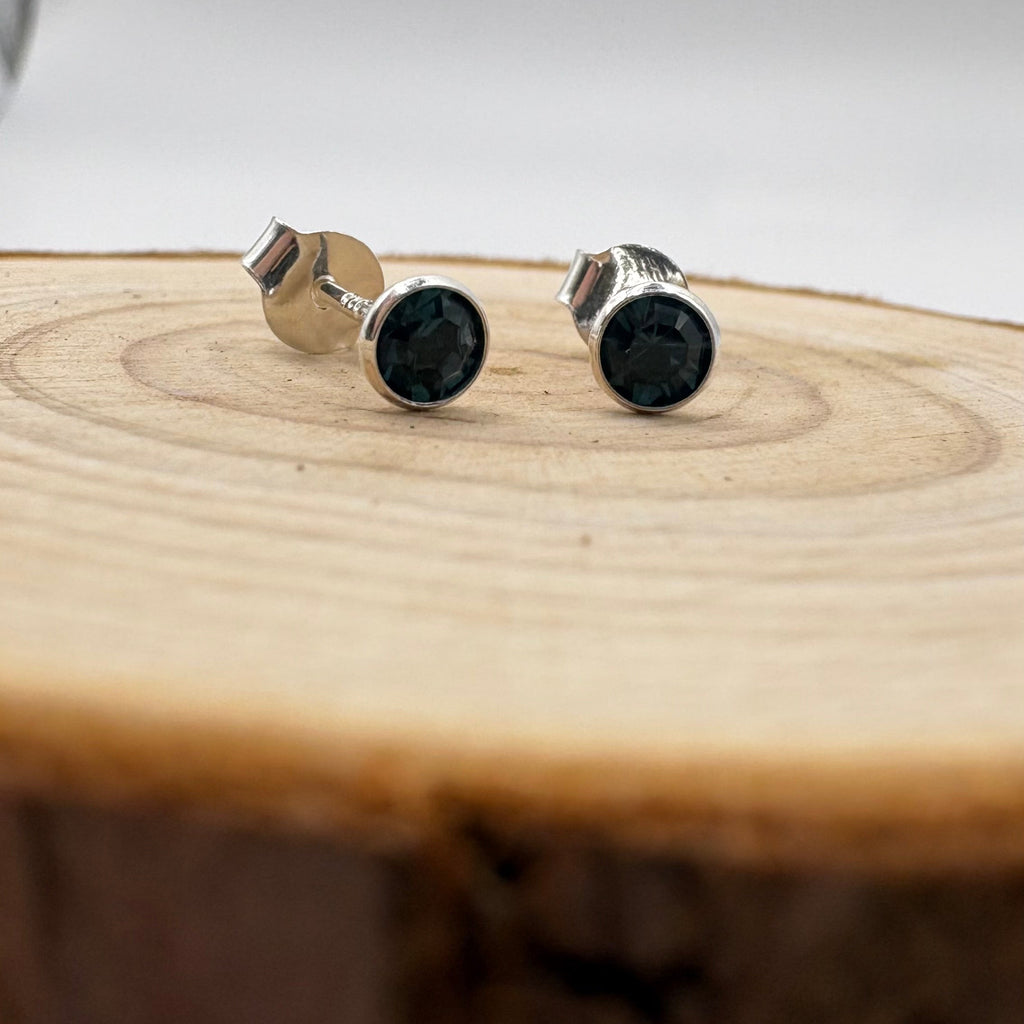 LYRA Blue Zircon (December) Birthstone Swarovski® crystal Stud Earrings | 925 Sterling Silver