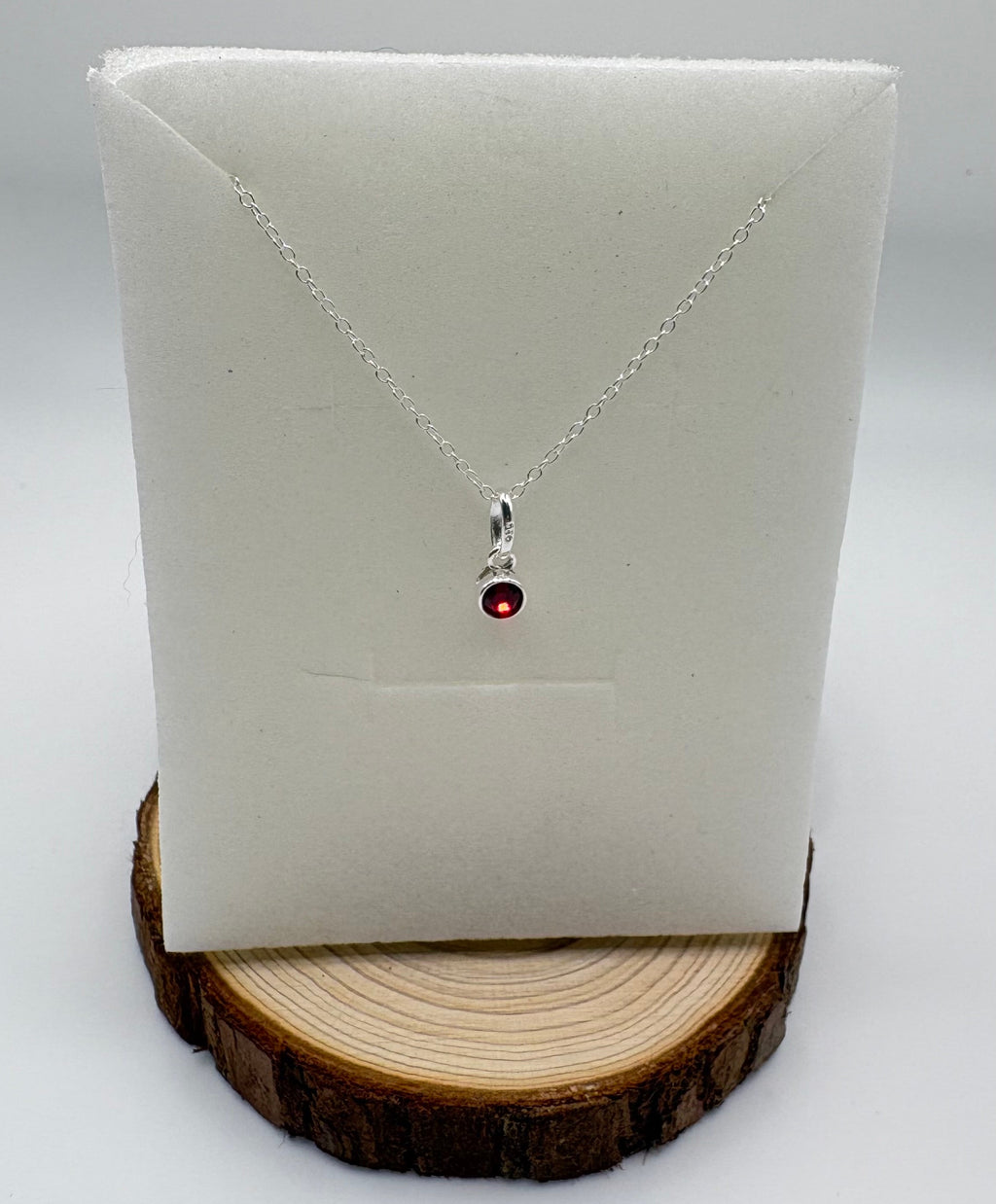 LYRA Garnet Birthstone Necklace with Swarovski Crystal Charm | 925 Sterling Silver