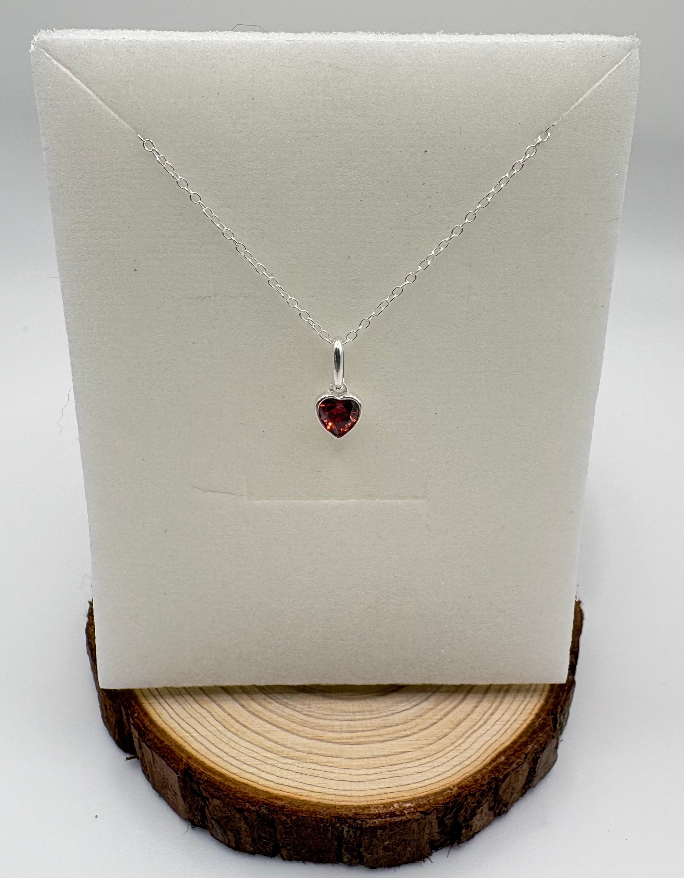 LYRA Garnet Birthstone Necklace with Swarovski Crystal Charm | 925 Sterling Silver
