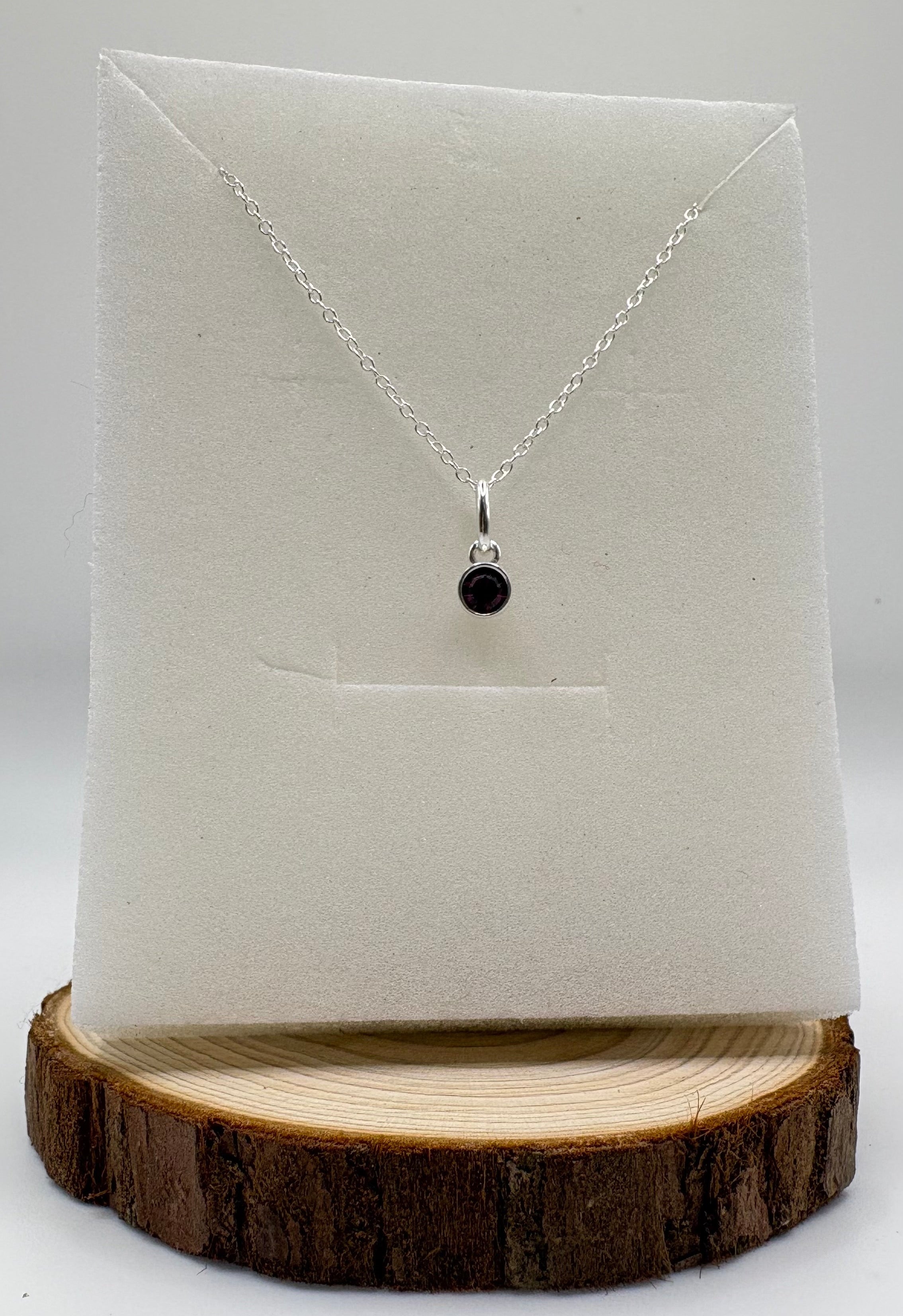 LYRA Amethyst Birthstone Necklace with Swarovski Crystal Charm | 925 Sterling Silver