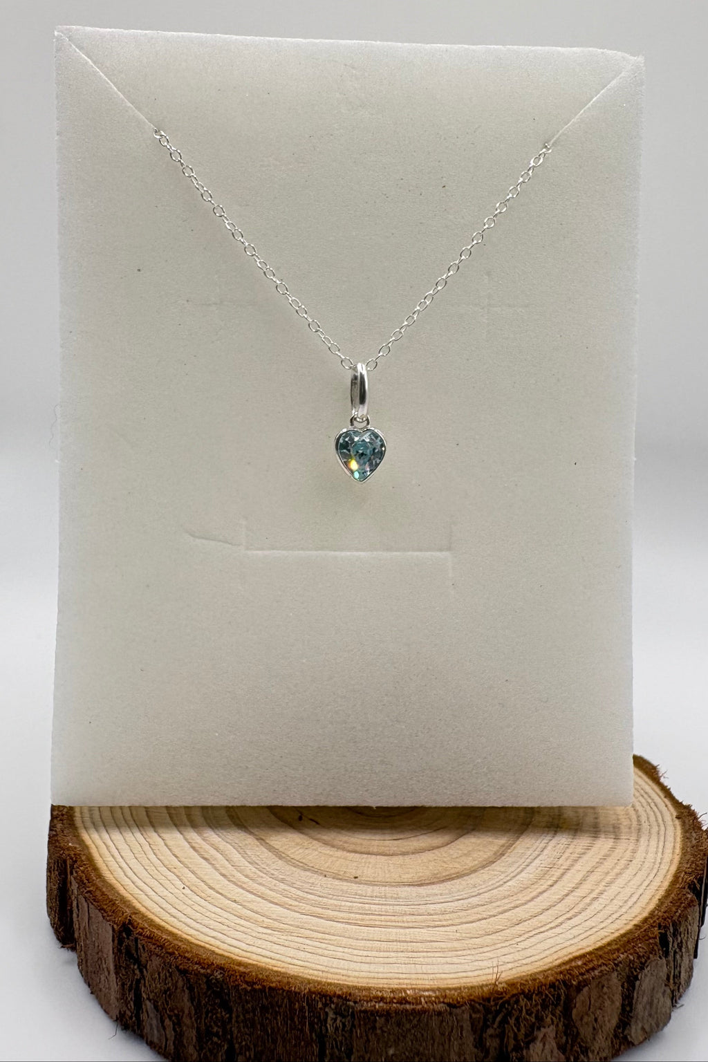 LYRA Aquamarine Birthstone Necklace with Swarovski Crystal Charm | 925 Sterling Silver