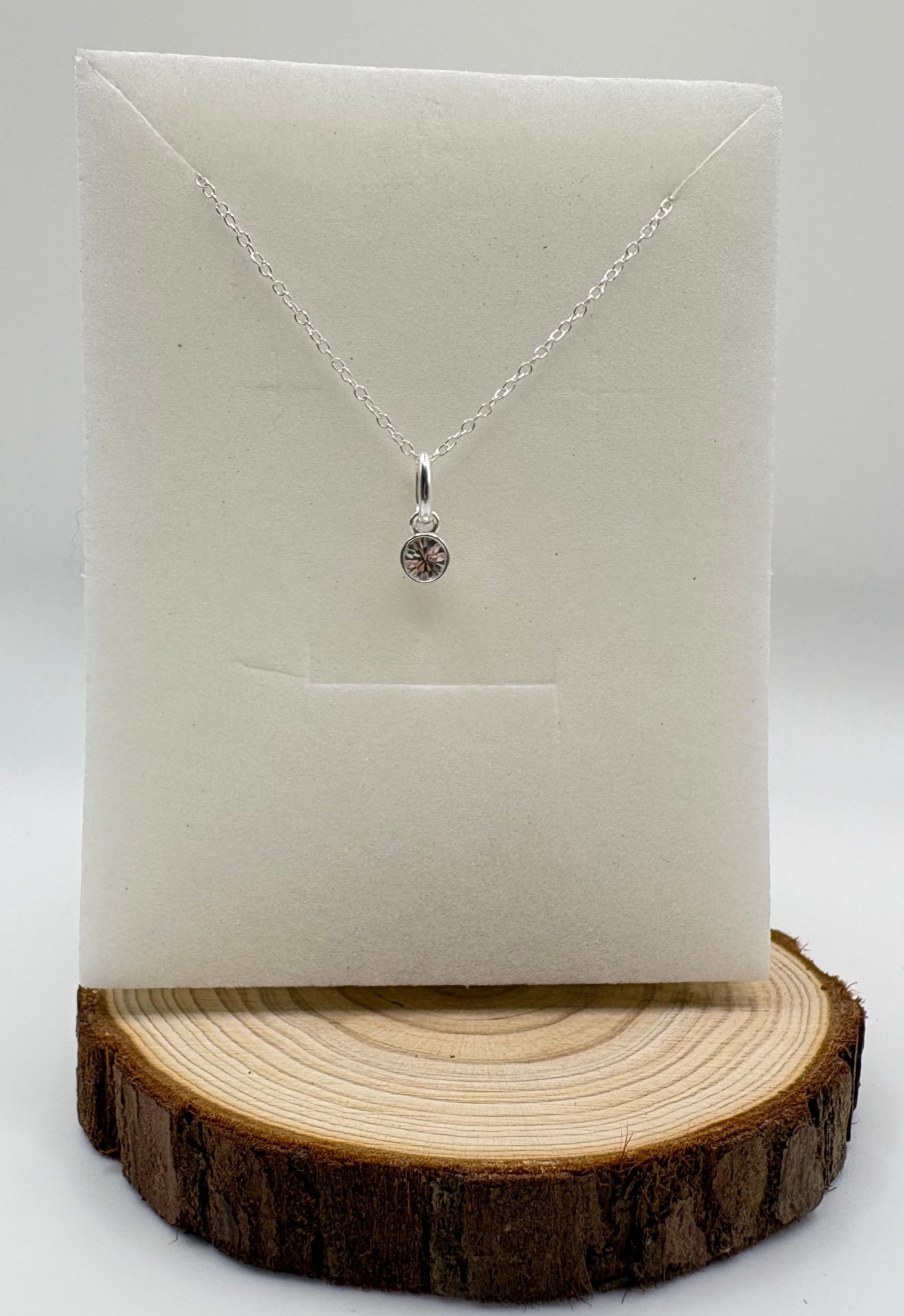 LYRA Crystal Birthstone Necklace with Swarovski Crystal Charm | 925 Sterling Silver