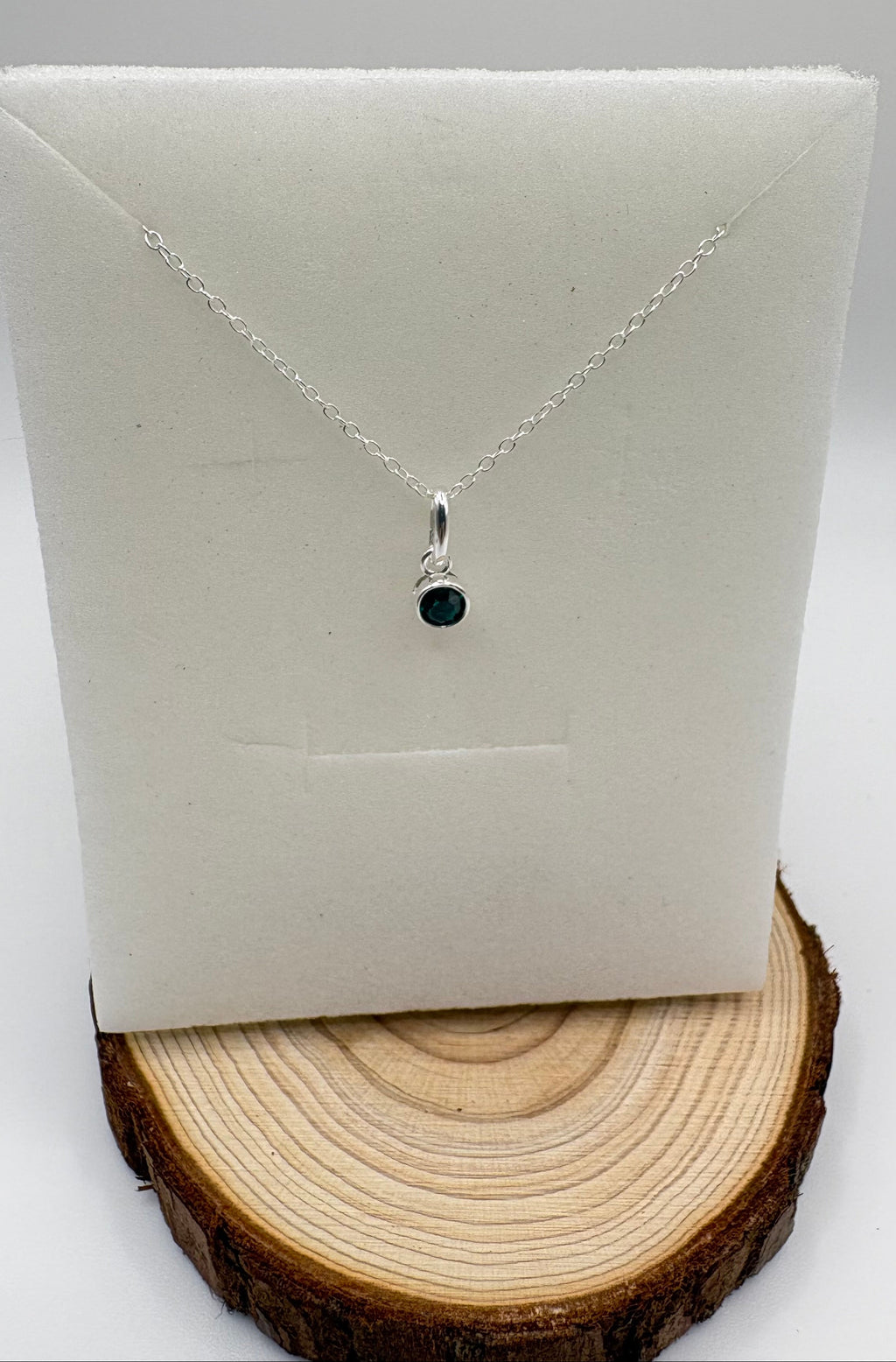 LYRA Emerald Birthstone Necklace with Swarovski Crystal Charm | 925 Sterling Silver