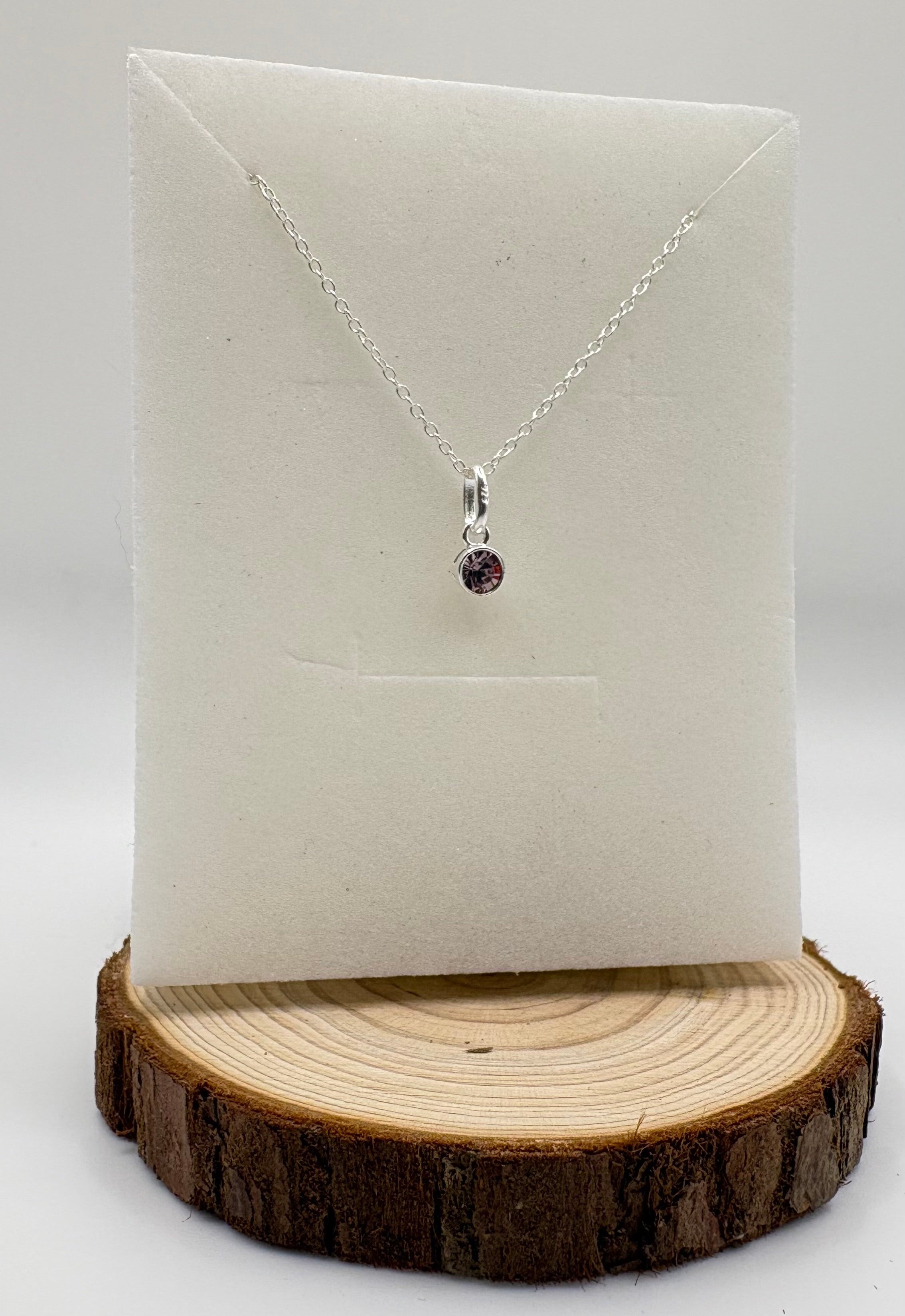 LYRA Alexandrite Birthstone Necklace with Swarovski Crystal Charm | 925 Sterling Silver