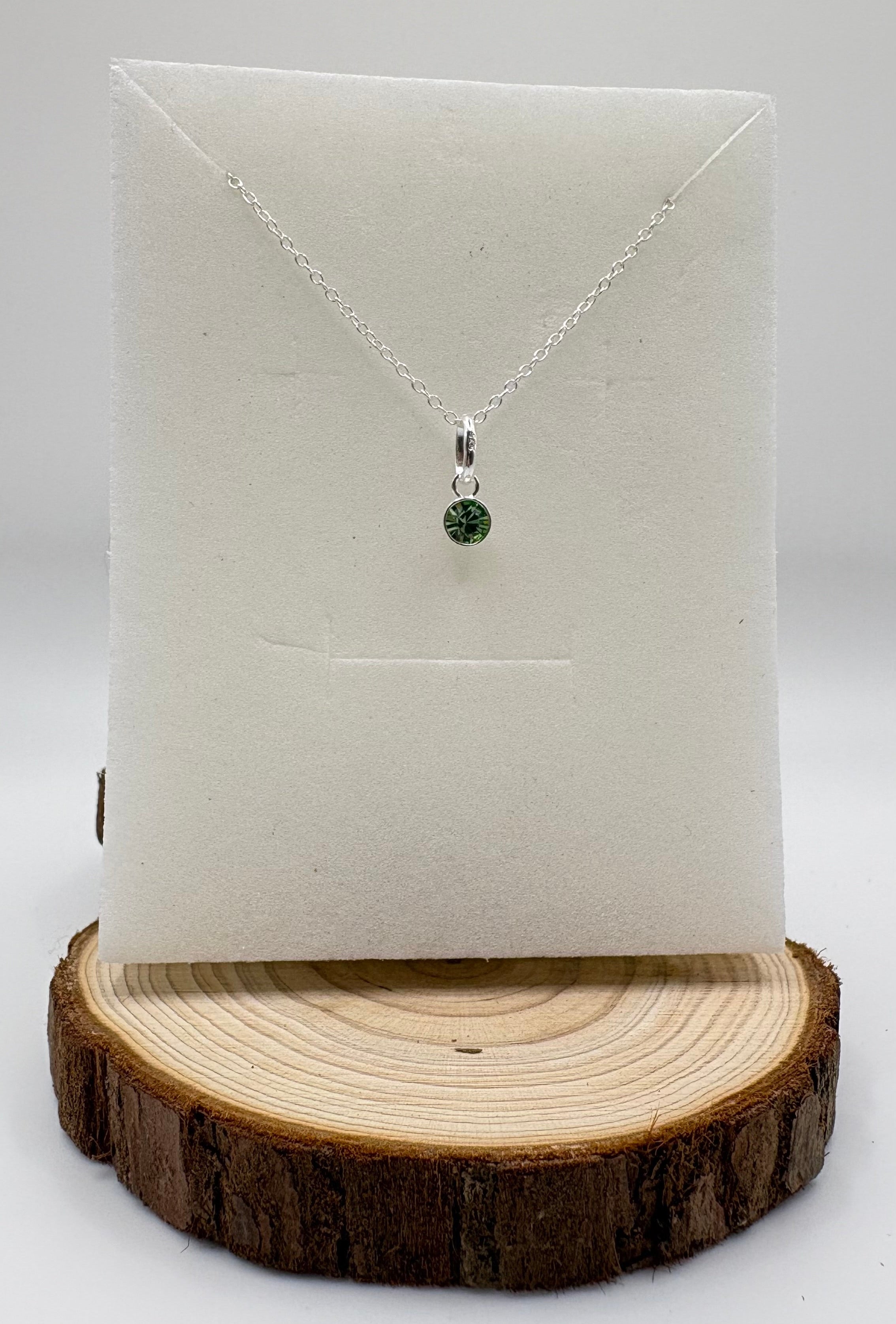 LYRA Peridot Birthstone Necklace with Swarovski Crystal Charm | 925 Sterling Silver