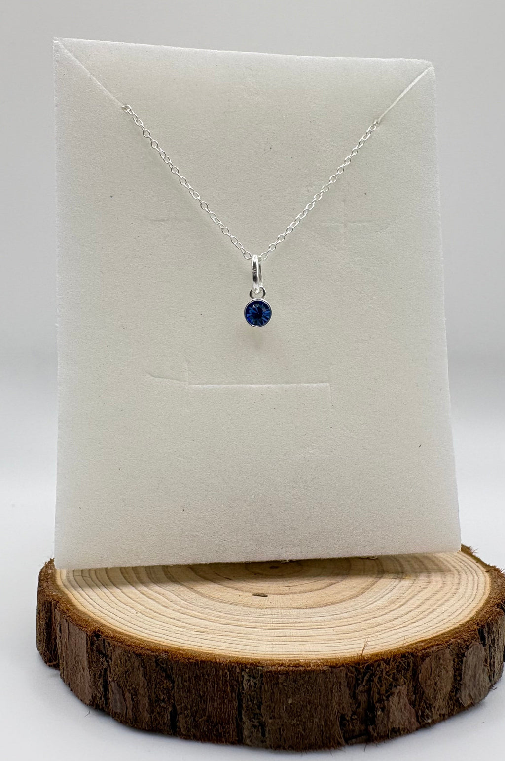 LYRA Sapphire Birthstone Necklace with Swarovski Crystal Charm | 925 Sterling Silver