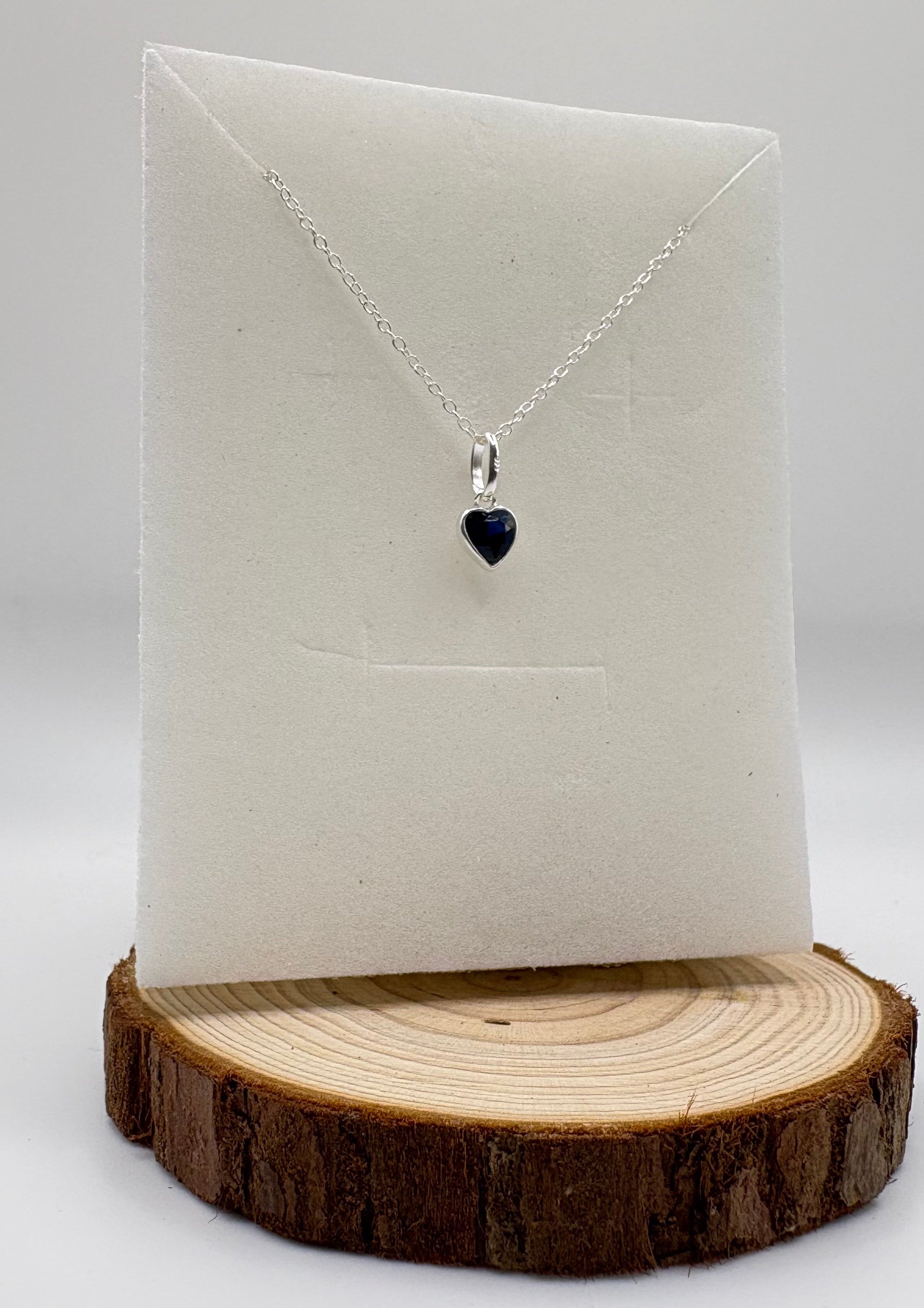 LYRA Sapphire Birthstone Necklace with Swarovski Crystal Charm | 925 Sterling Silver