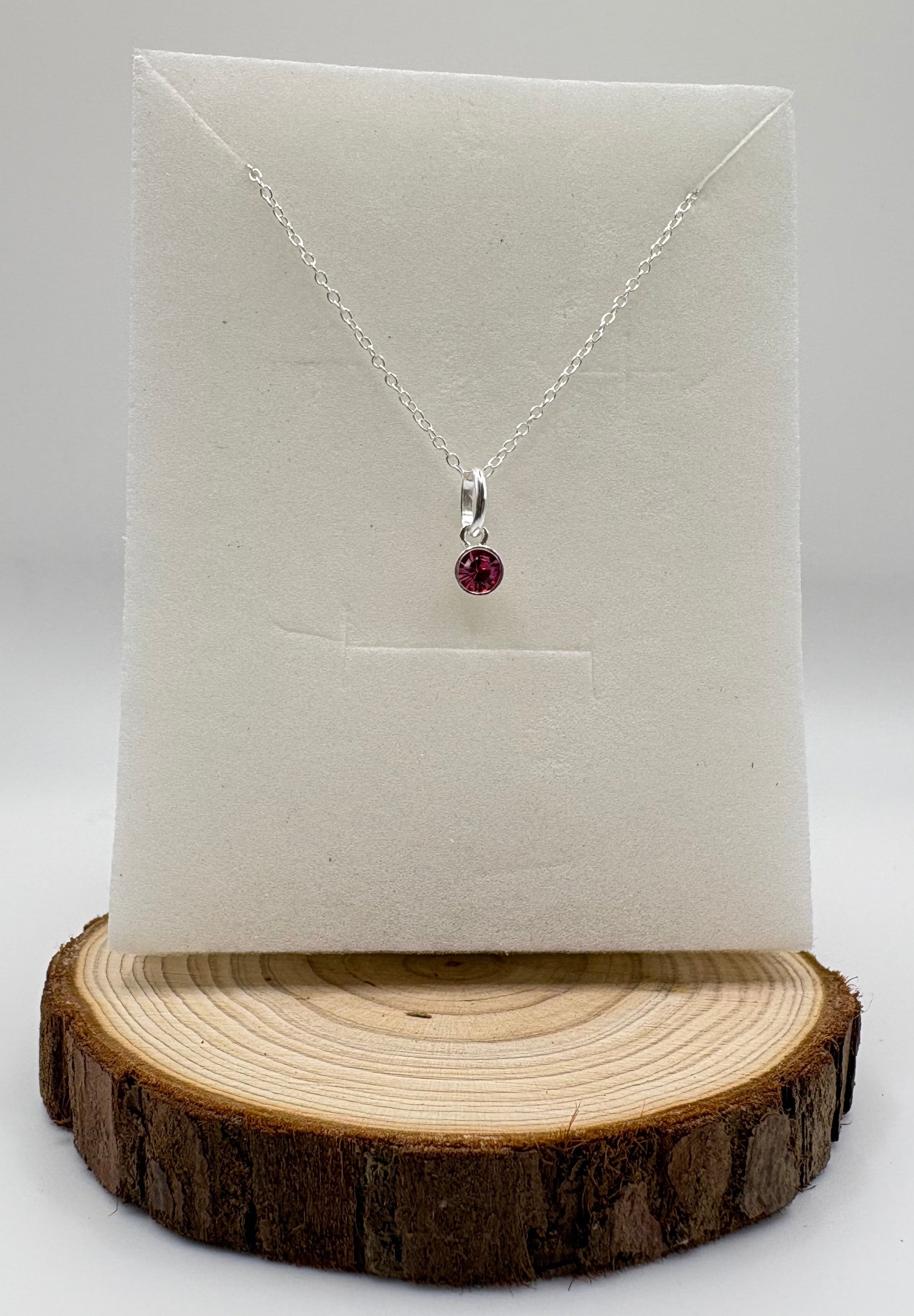 LYRA Tourmaline Birthstone Necklace with Swarovski Crystal Charm | 925 Sterling Silver