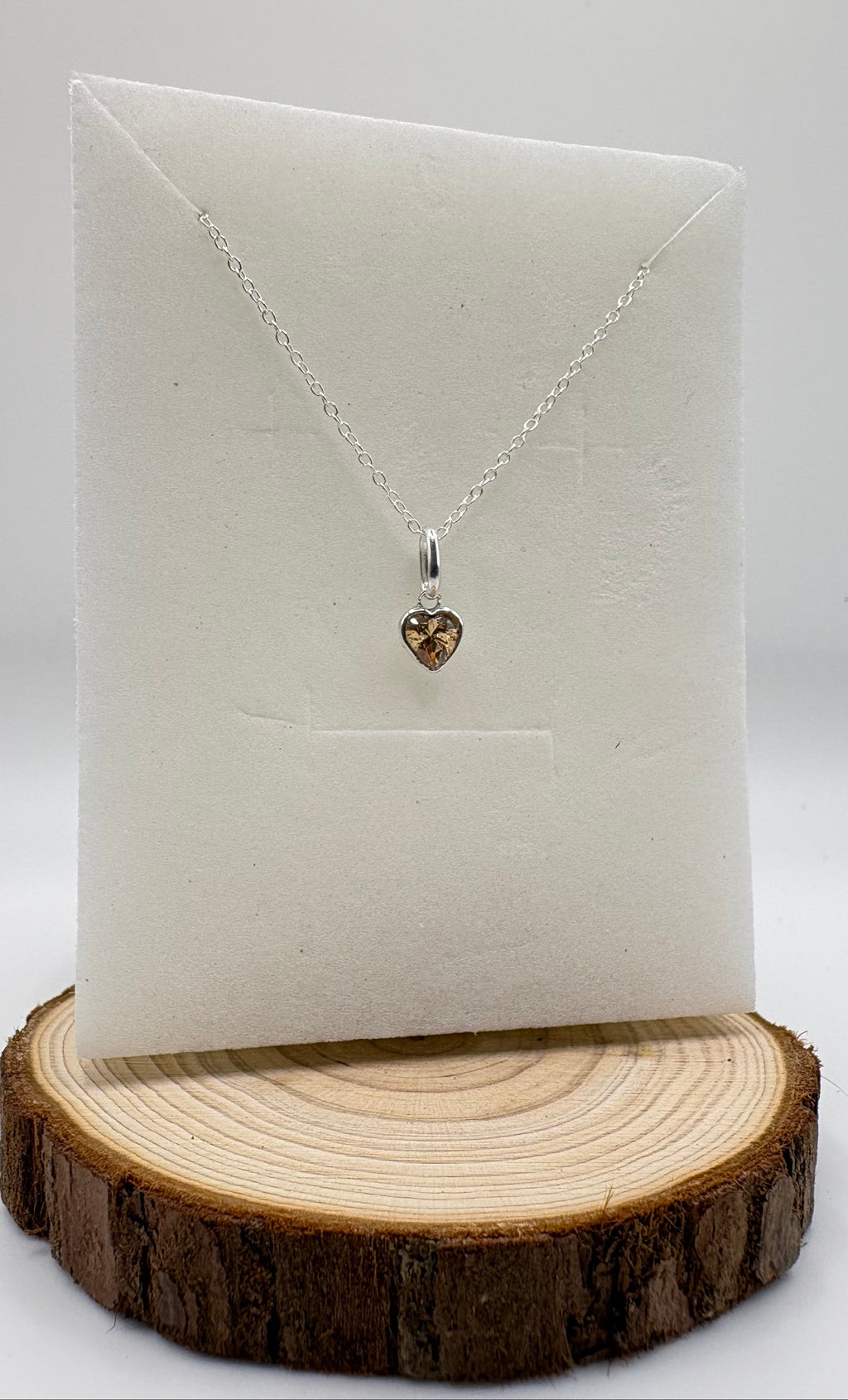 LYRA Topaz Birthstone Necklace with Swarovski Crystal Charm | 925 Sterling Silver