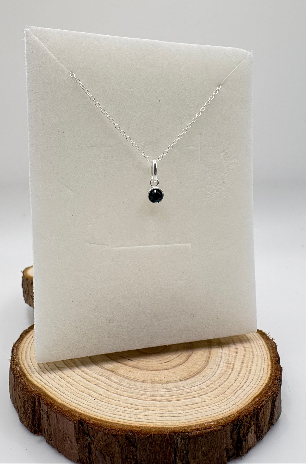 LYRA Blue Zircon Birthstone Necklace with Swarovski Crystal Charm | 925 Sterling Silver