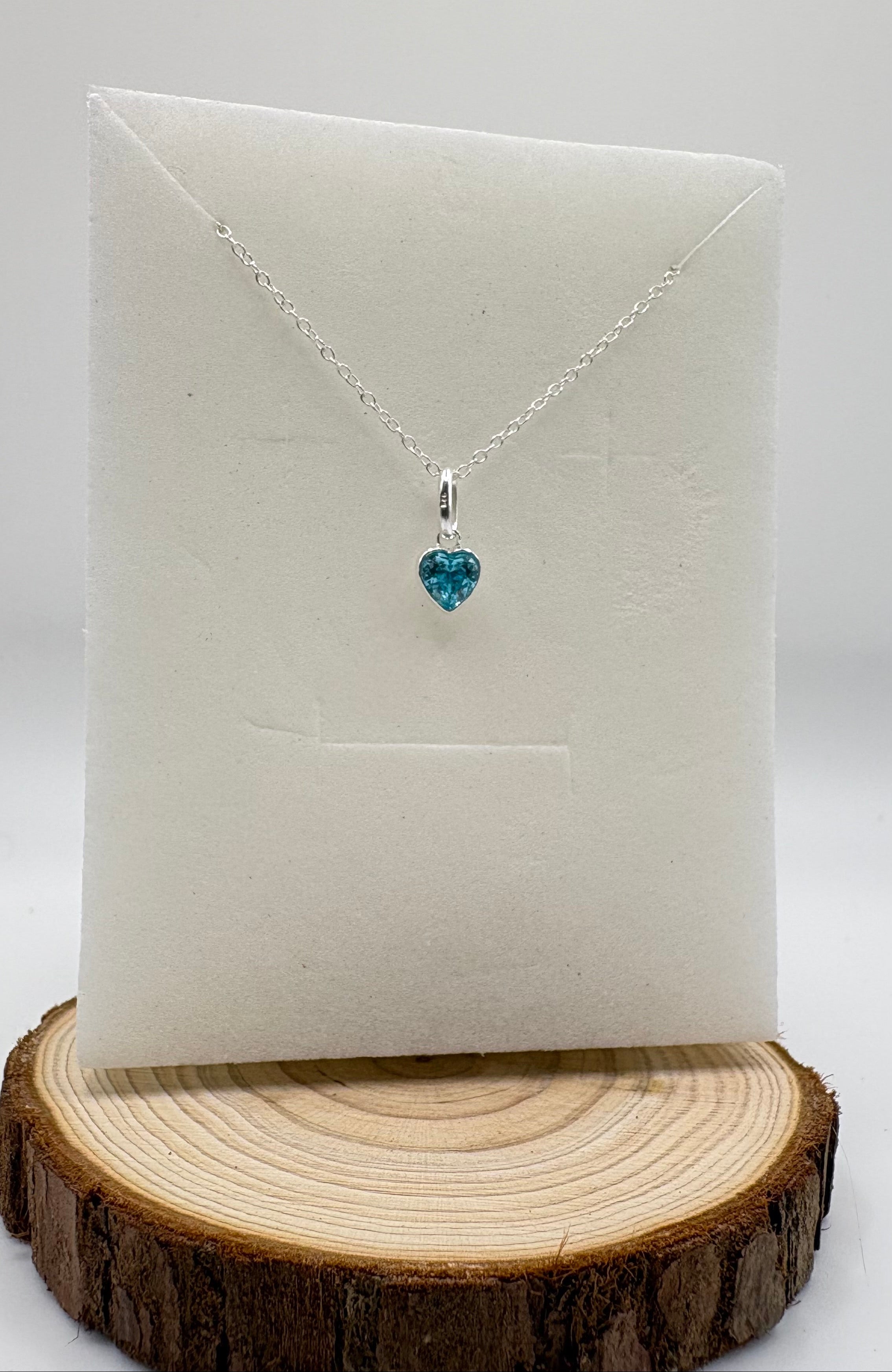 LYRA Blue Zircon Birthstone Necklace with Swarovski Crystal Charm | 925 Sterling Silver