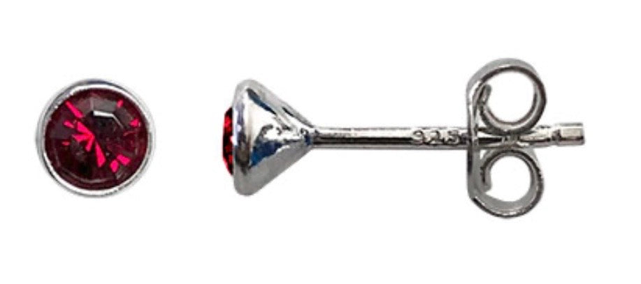 Birthstone 925 Sterling Silver Stud Earrings with Swarovski crystals