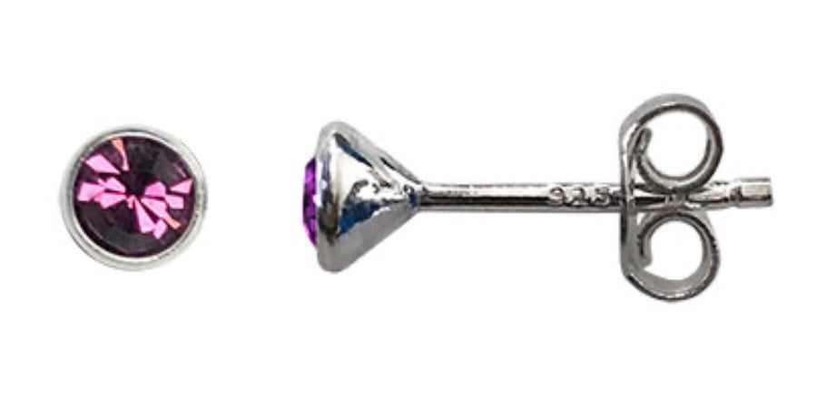 Birthstone 925 Sterling Silver Stud Earrings with Swarovski crystals