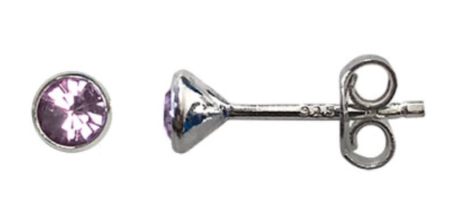 Birthstone 925 Sterling Silver Stud Earrings with Swarovski crystals