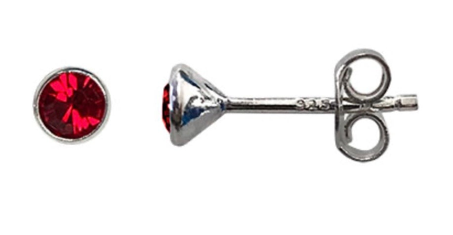 Birthstone 925 Sterling Silver Stud Earrings with Swarovski crystals