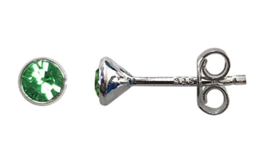 Birthstone 925 Sterling Silver Stud Earrings with Swarovski crystals