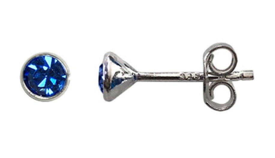 Birthstone 925 Sterling Silver Stud Earrings with Swarovski crystals