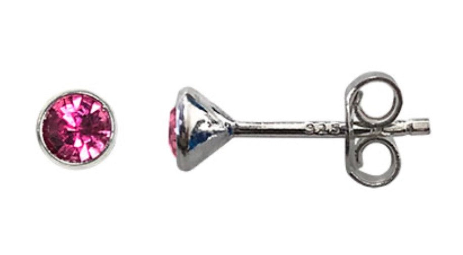 Birthstone 925 Sterling Silver Stud Earrings with Swarovski crystals