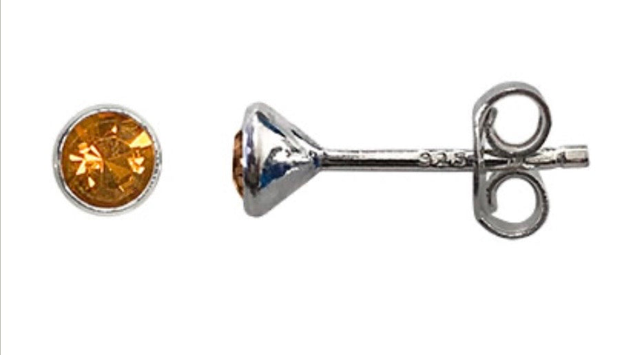 Birthstone 925 Sterling Silver Stud Earrings with Swarovski crystals