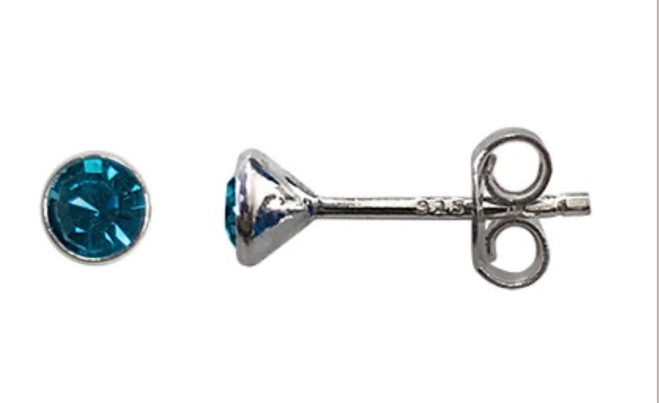 Birthstone 925 Sterling Silver Stud Earrings with Swarovski crystals