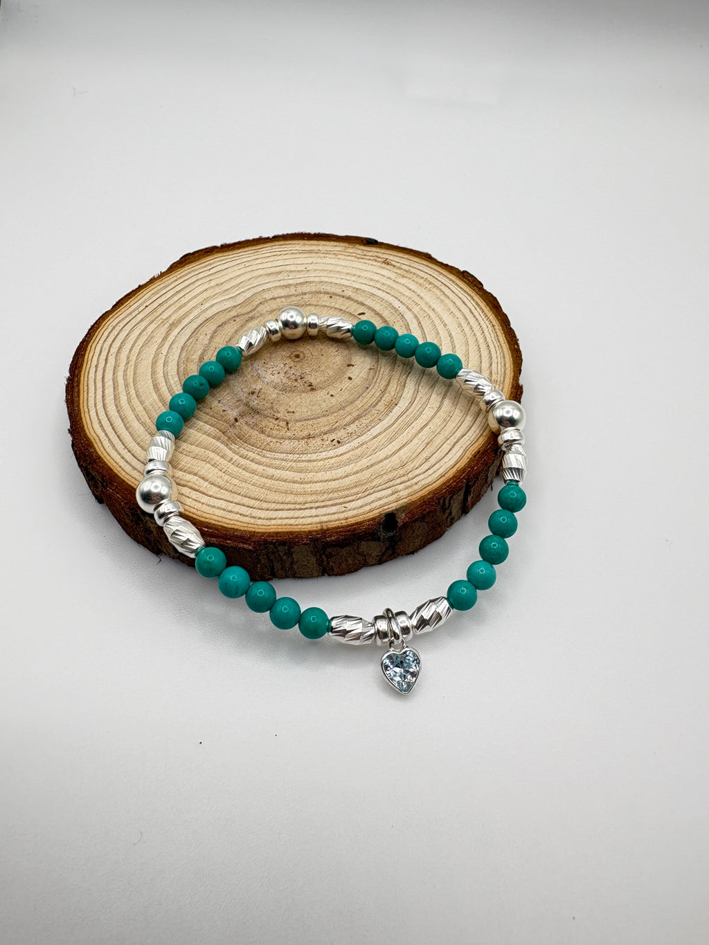 Crystal 925 Sterling Silver Bracelet with Swarovski Crystal Heart Birthstone