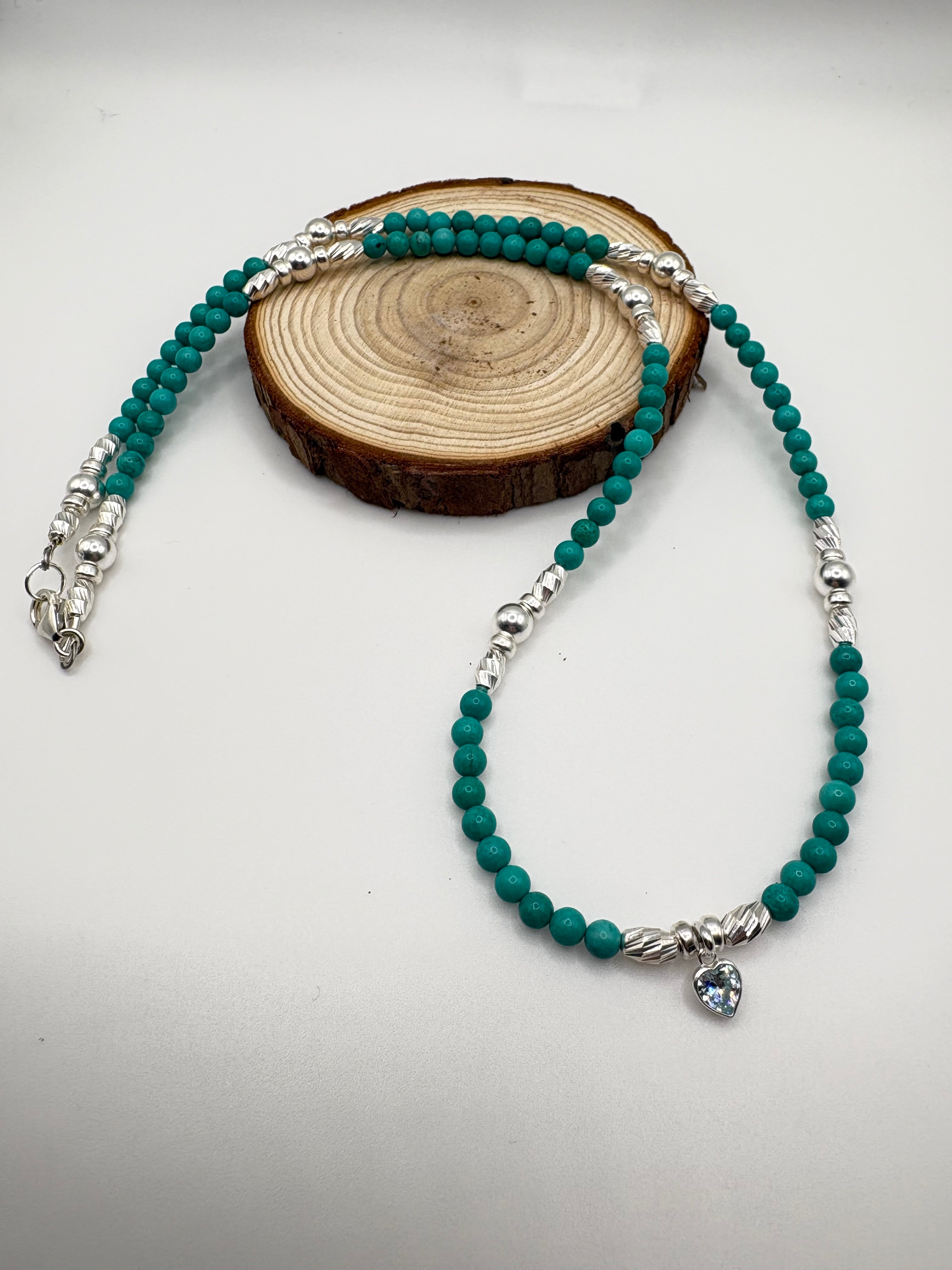 Crystal 925 Sterling Silver Necklace with Swarovski Crystal Heart Birthstone