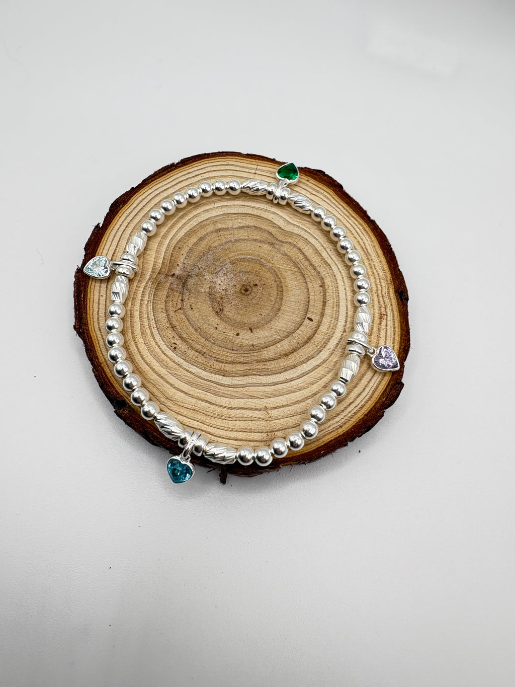 Swarovski Crystal Birthstone Charm 925 Sterling Silver Beaded Bracelet