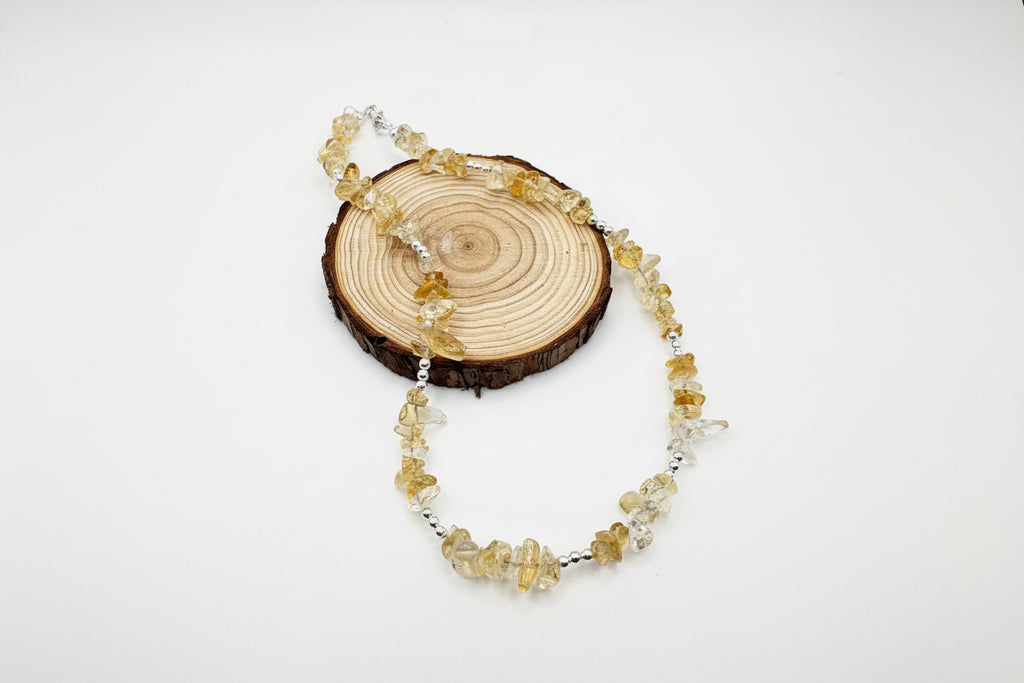 Citrine Chip Crystal Choker with 925 Sterling Silver beads
