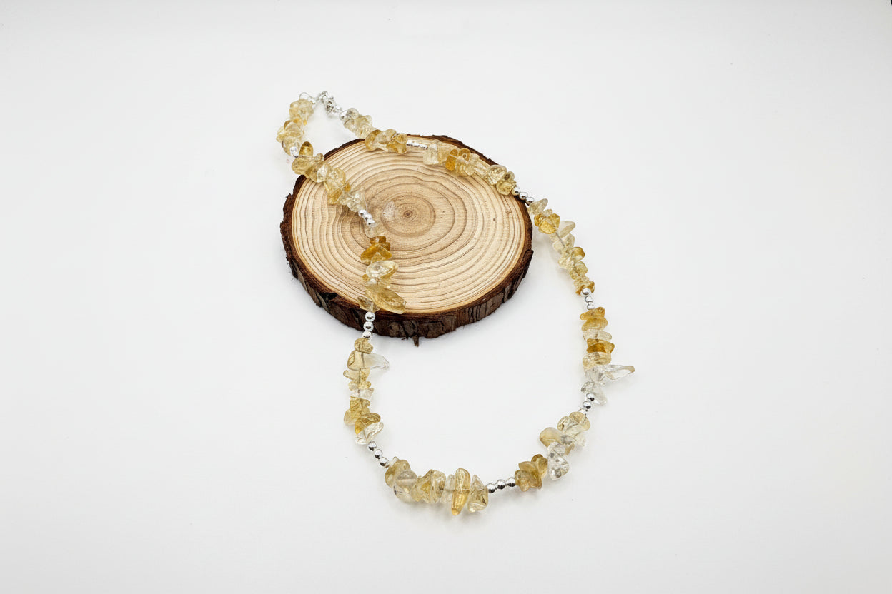 Citrine Chip Crystal Choker with 925 Sterling Silver beads