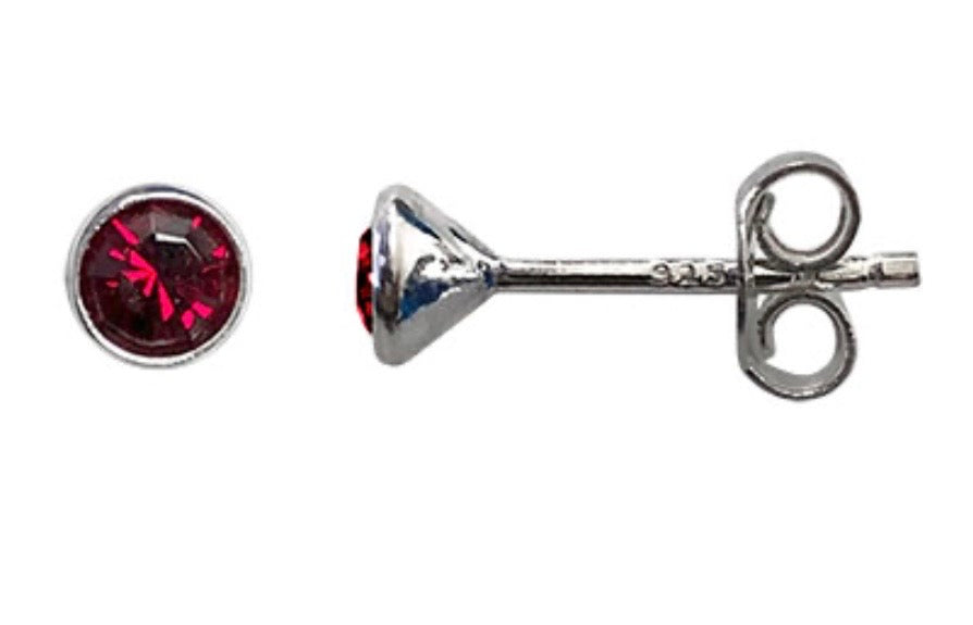 Swarovski® crystal January Birthstone Garnet Stud Earrings – 925 Sterling Silver