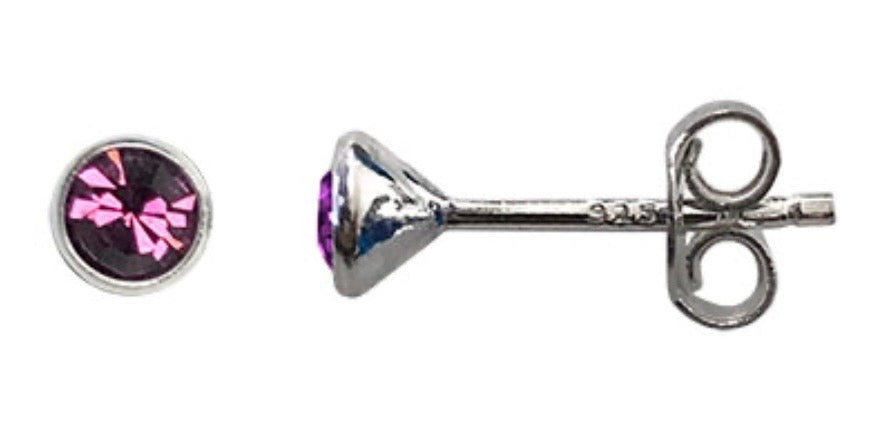 Swarovski® crystal February Birthstone Amethyst Stud Earrings – 925 Sterling Silver