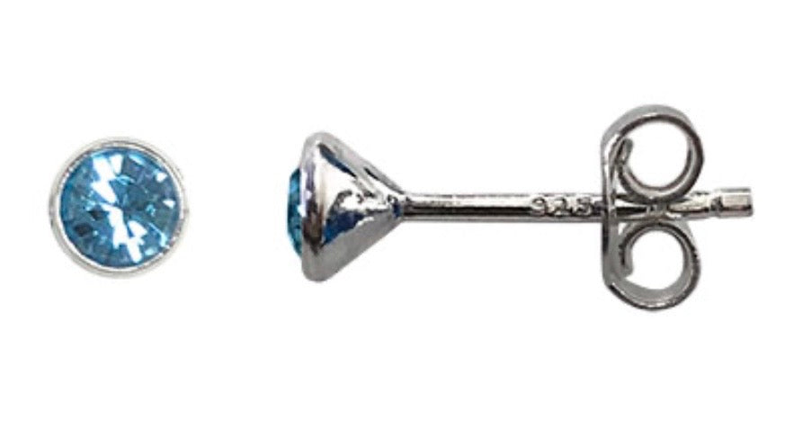 Swarovski® crystal March Birthstone Aquamarine Stud Earrings – 925 Sterling Silver